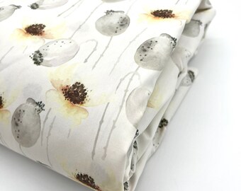 Cotton fabric poppy design, cotton poppy print, from 0.5 m