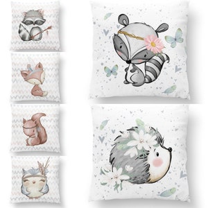 PANEL Baumwollpanel für Kissen Premium Baumwollstoff Kissenpanel Waldtiere Waldfreunde Baby Waldtiere 38x38cm