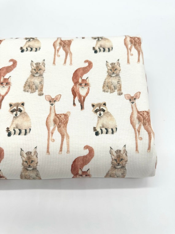 Bio Ribstrick Jersey Waldtiere Stoff Ripstrick Jersey ab 0,5m - Main Image