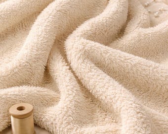 Terry cloth towel fabric, natural beige, from 0.5 m