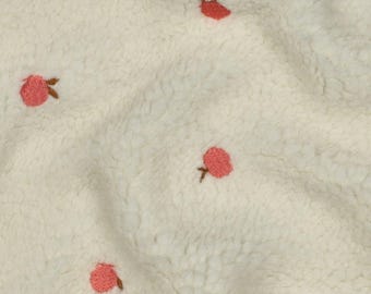 Teddy fabric with peach embroidery – OEKO-TEX teddy fabric ecru – cuddly fabric for children & babies – 140 cm wide