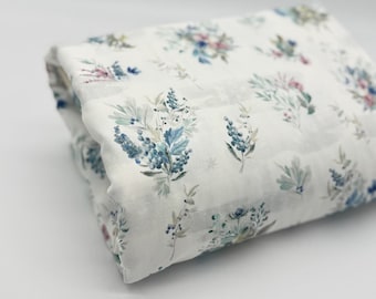 Premium cotton fabric with winter floral print, available from 0.5 m