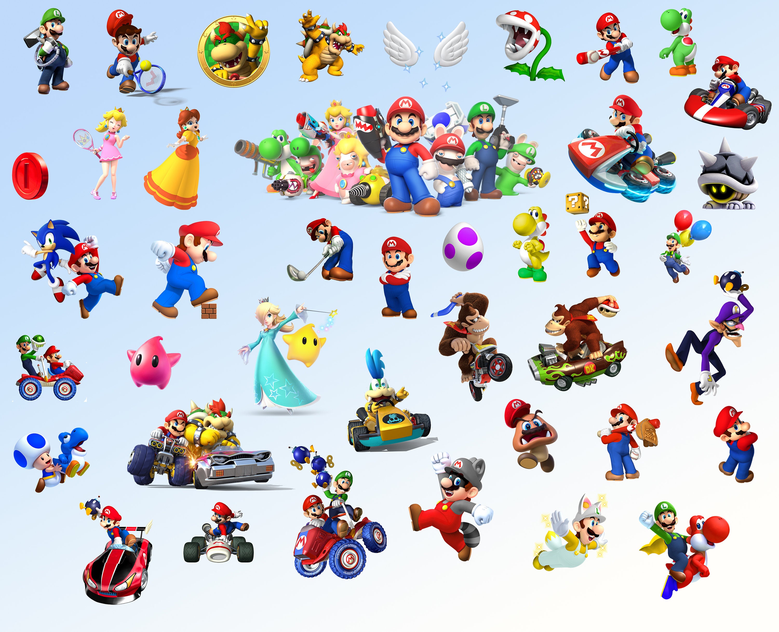 300 PNG Super Mario Files, Transparent Printable Clipart, Mario, Luigi ...
