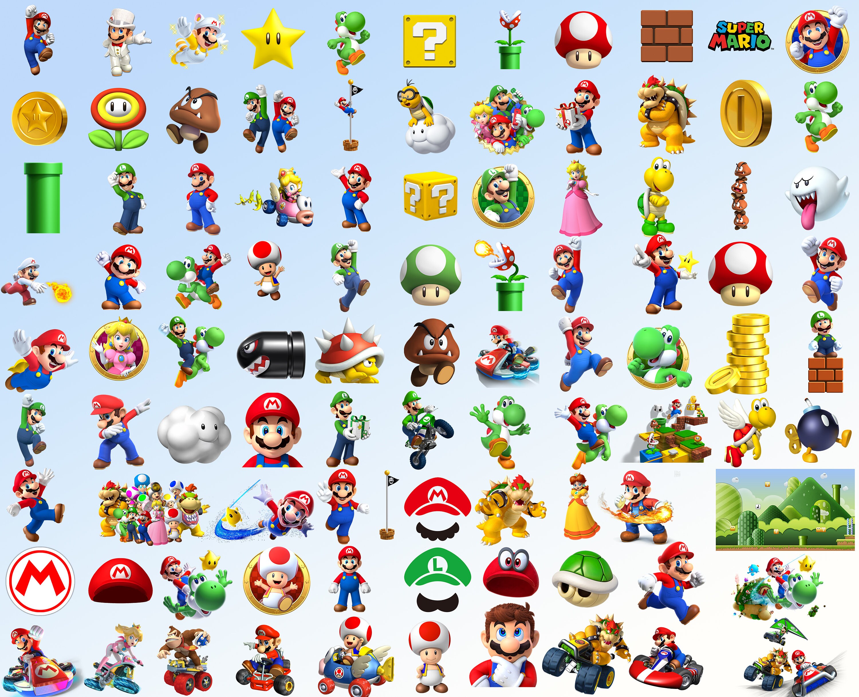 300 PNG Super Mario Files, Transparent Printable Clipart, Mario, Luigi ...