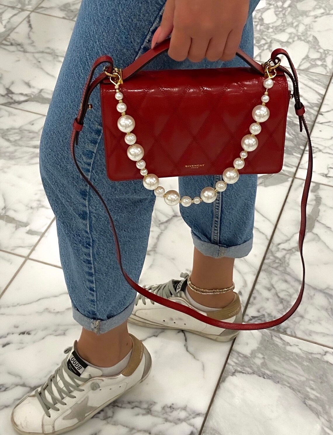 coach bag with pearl strap