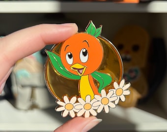 Enamel Pin - Orange Bird - Flower Friends - Transparent pin - Kawaii Pins - @Magicalstudioco