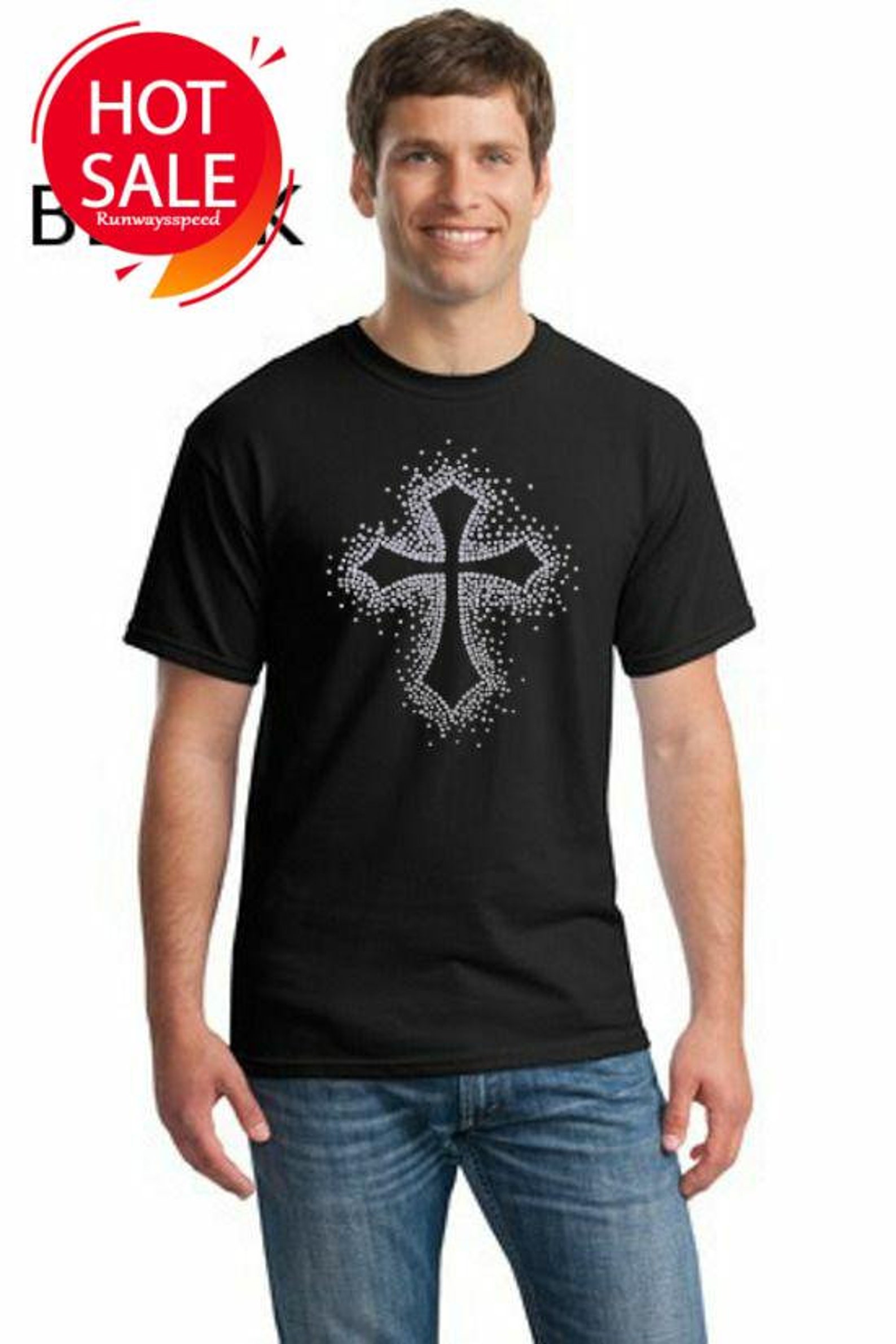 Christian Rhinestone Cross Pray Christ God Jesus New Mens | Etsy