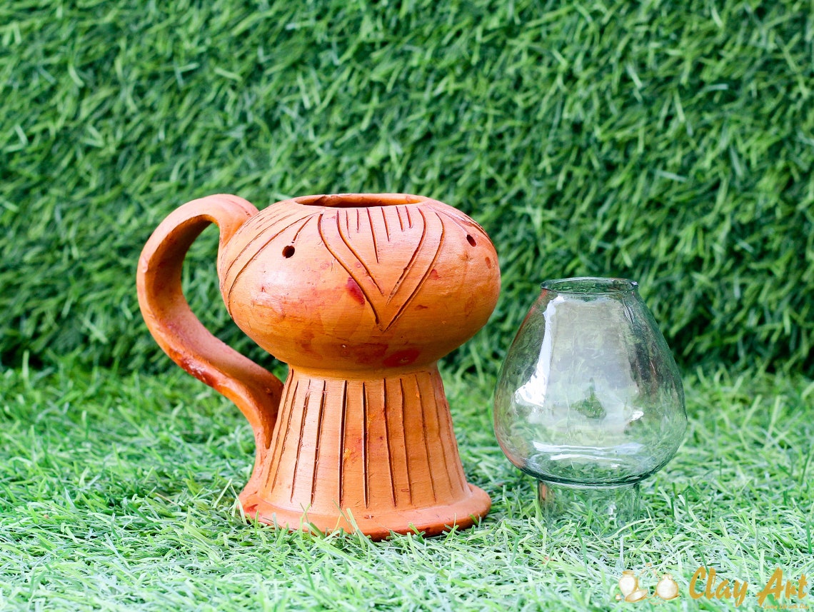 Terracotta Oil Lamp Handmade Clay Oil Lamp Organic & Natural Etsy
