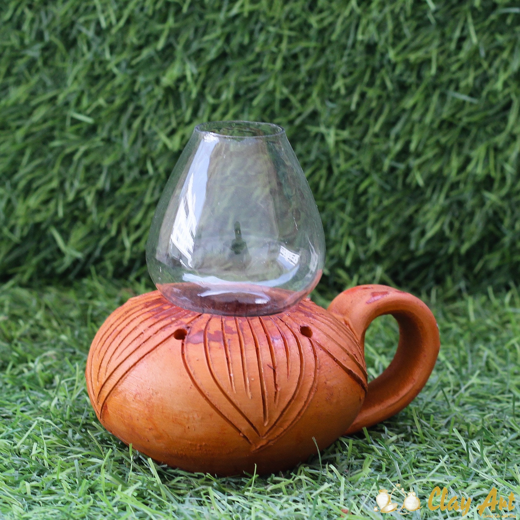 Terracotta Oil Lamp Handmade Clay Oil Lamp Organic & Natural Etsy