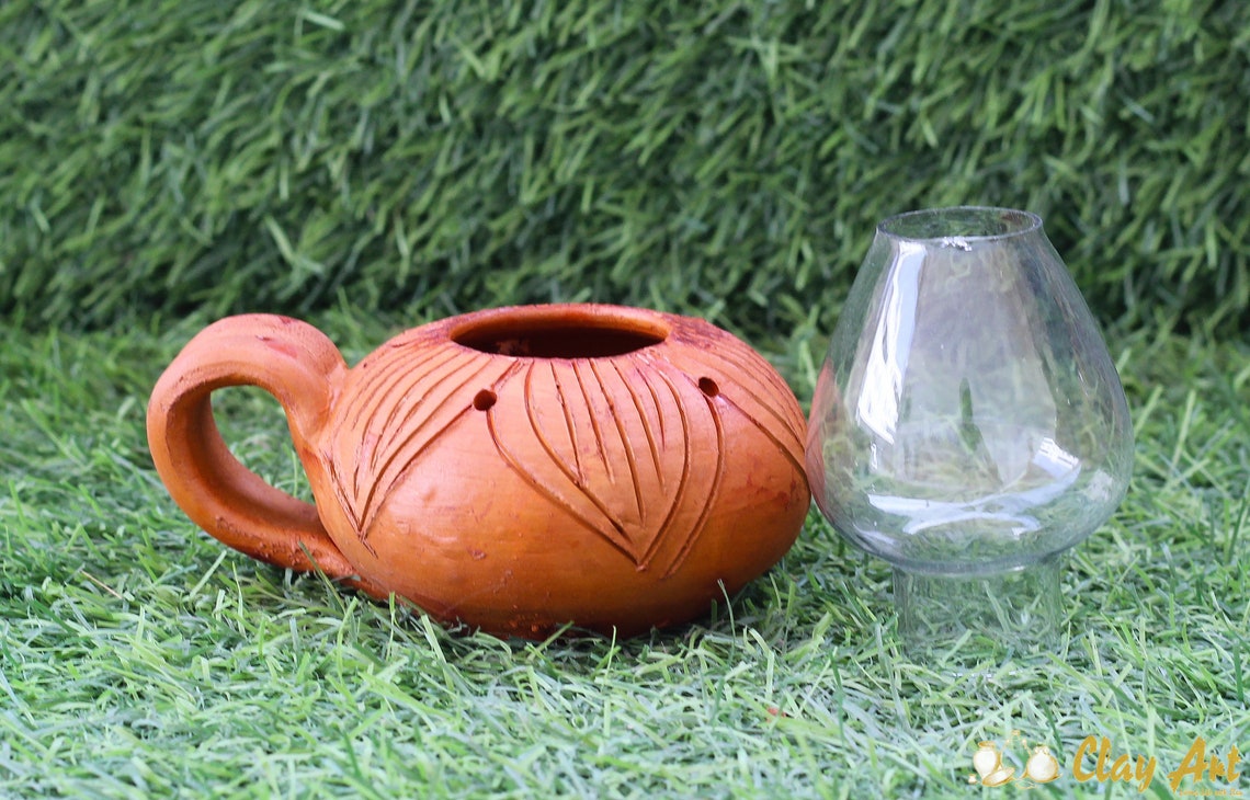Terracotta Oil Lamp Handmade Clay Oil Lamp Organic & Natural Etsy