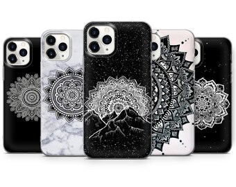 Samsung Galaxy case iPhone XS case Galaxy S10 case iPhone 11 case Henna Mandala Art Clear Rubber iPhone 8 Plus case iPhone 7 case