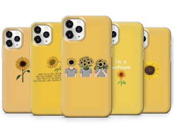 Tournesol Phone Case Art Floral Flower Coverfit pour iPhone 15 Pro Max, 14 Plus, 13, 12, 11, XR et Samsung S24, S23, A54, A53, Pixel 8 Pro, 7