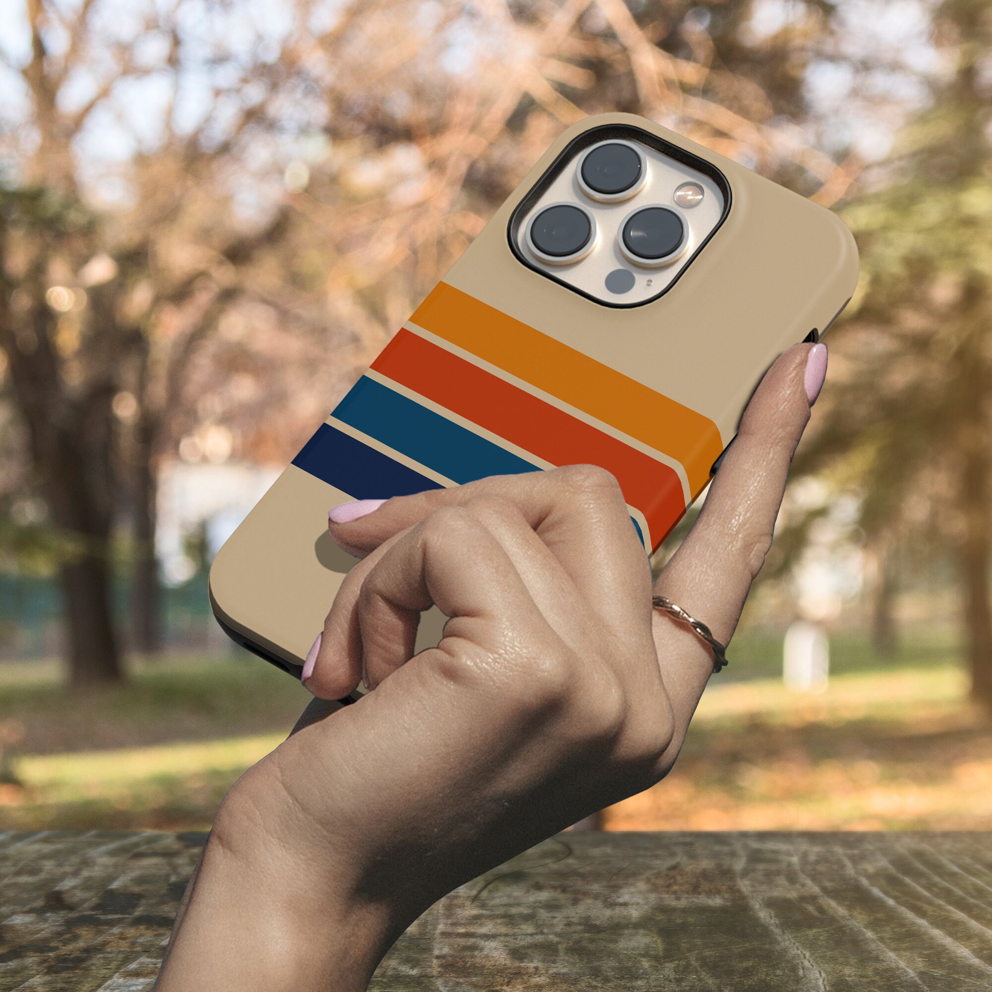 Retro Stripes Phone Case Aesthetic Cover for iPhone 16 Pro