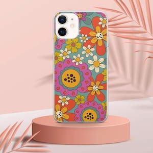 Retro Groovy Phone Case Floral Hippie Cover fit for iPhone 15 Pro Max, 14 Plus, 13, 12, 11, XR & Samsung S24, S23, A54, A53, Pixel 8 Pro, 7 image 3