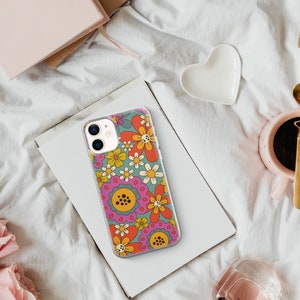 Retro Groovy Phone Case Floral Hippie Cover fit for iPhone 15 Pro Max, 14 Plus, 13, 12, 11, XR & Samsung S24, S23, A54, A53, Pixel 8 Pro, 7 image 5