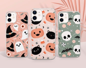 Halloween Phone Case Automne Automne Couverture adaptée pour iPhone 15 Pro Max, 14 Plus, 13, 12, 11, XR et Samsung S24, S23, A54, A53, Pixel 8 Pro, 7