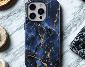 Blue Marble Phone Case With Gold Cover for iPhone 17 Pro Max, 16e, 15, 14, 13 & Samsung S26 Ultra, S25 FE, A57, A56, Pixel 10, 9A