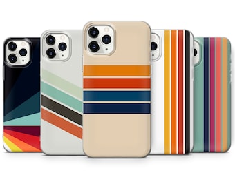 Retro strepen telefoonhoesje esthetische vintage cover geschikt voor iPhone 15 Pro Max, 14 Plus, 13, 12, 11, XR en Samsung S24, S23, A54, A53, Pixel 8