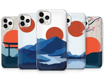 Étui pour téléphone japonais Sun, Mountain Cover pour iPhone 15 Pro Max, 14 Plus, 13, 12, 11, XR et Samsung S24, S23, A54, A53, Pixel 8 Pro, 7