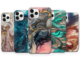 IPhone 15 Hülle Marmor Mit Glitzer – Ultra Dünne Silikonhülle, Verblasst Nicht, Inkl. Handykette, Pink
