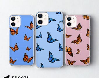 Funda para teléfono con diseño de mariposas, carcasa estética con mariposas para iPhone 17 Pro Max, 16e, 15, 14, 13 y Samsung S26 Ultra, S25 FE, A57, A56, Pixel 10, 9A