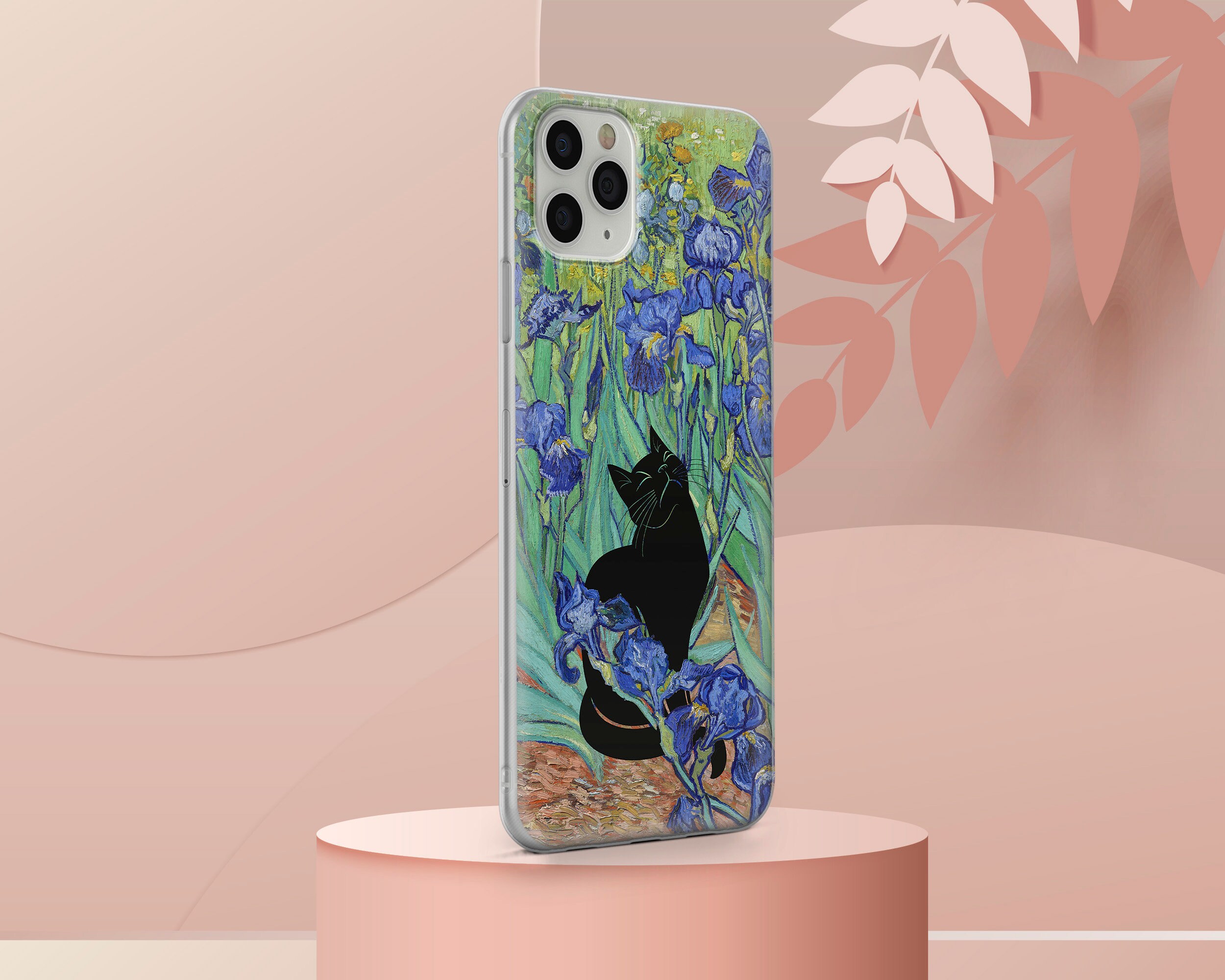 Van Gogh Phone Case Cat Meme Parody Cover Fit for iPhone 15 Pro Max, 14 Plus, 13, 12, 11, XR