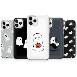 Coque de portable Halloween citrouille fantôme pour iPhone 16 Pro Max, 15 Plus, 14, 13, 12, 11, XS et Samsung S25, S24, A56, A55, Pixel 9 Pro, 8
