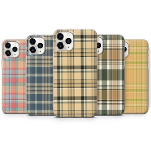 Plaid Phone Case Tartan Fabric Print Cover fit for iPhone 15 Pro Max, 14 Plus, 13, 12, 11, XR & Samsung S24, S23, A54, A53, Pixel 8 Pro, 7