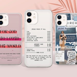 Versets de la Bible Coque pour iPhone 16 Pro Max, 15 Plus, 14, 13, 12, 11, XS et Samsung S25, S24, A56, A55, Pixel 9 Pro, 8