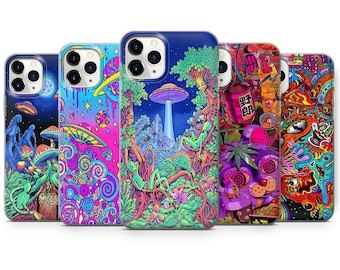 Psychédélique Trippy Phone Case Colors Coverfit pour iPhone 15 Pro Max, 14 Plus, 13, 12, 11, XR et Samsung S24, S23, A54, A53, Pixel 8 Pro, 7