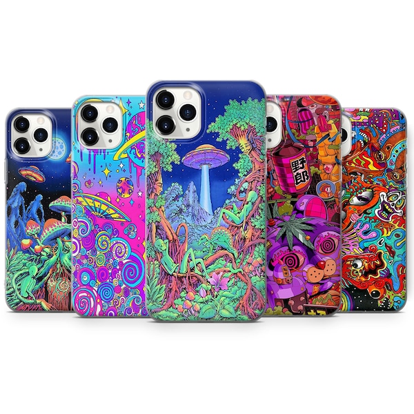 Psychedelisch Trippy Telefoonhoesje Kleuren Covervoor iPhone 17 Pro Max, 16e, 15, 14, 13 en Samsung S26 Ultra, S25 FE, A57, A56, Pixel 10, 9A