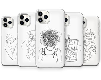 One Line Art Phone Case Aesthetic Drawing Cover  for iPhone 17 Pro Max, 16e, 15, 14, 13 & Samsung S26 Ultra, S25 FE, A57, A56, Pixel 10, 9A