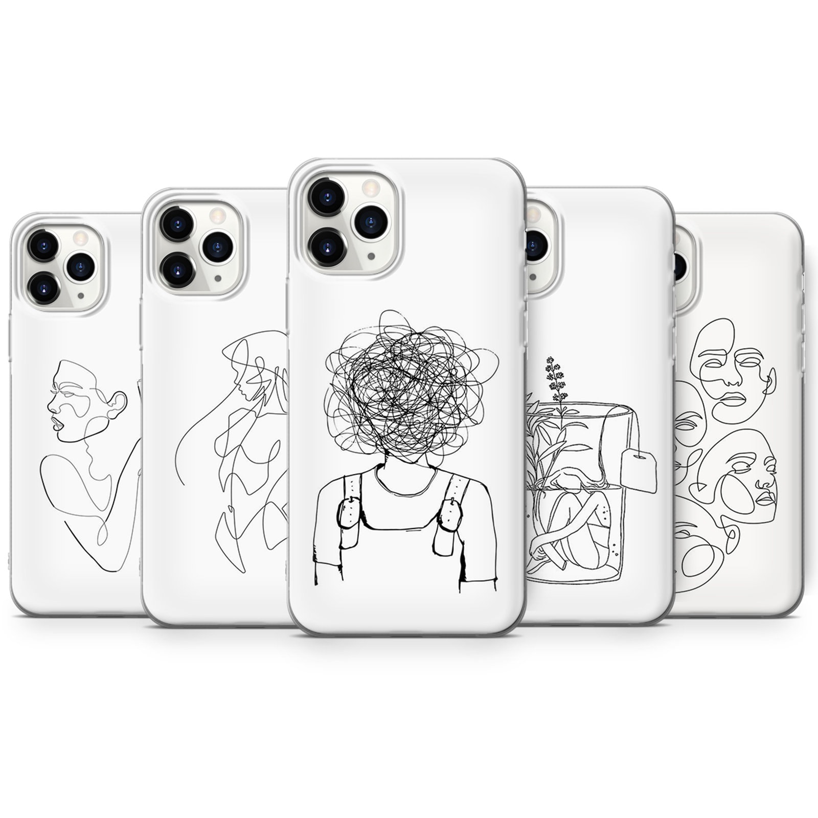 One Line Art Phone Case Aesthetic Drawing Cover Fit for iPhone 15