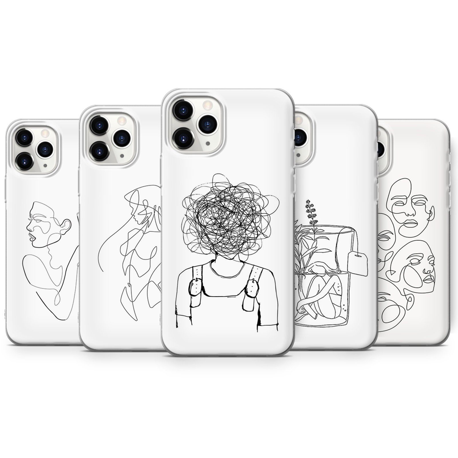 One Line Art Phone Case Aesthetic Drawing Cover fit pour - Etsy France
