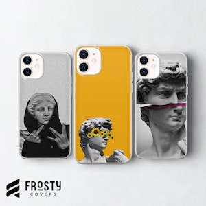 Cover per telefono con statua greca, design estetico per iPhone 17 Pro Max, 16e, 15, 14, 13 e Samsung S26 Ultra, S25 FE, A57, A56, Pixel 10, 9A