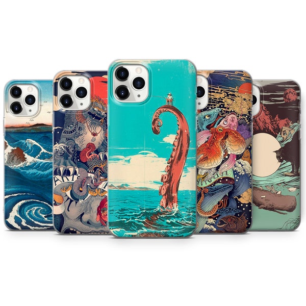 Japanese Wave Phone Case Kanagawa Wave Coverfit for iPhone 15 Pro Max, 14 Plus, 13, 12, 11, XR & Samsung S24, S23, A54, A53, Pixel 8 Pro, 7