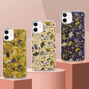 Retro Flowers Phone Case Floral Cover fit for iPhone 15 Pro Max, 14 Plus, 13, 12, 11, XR & Samsung S24, S23, A54, A53, Pixel 8 Pro, 7