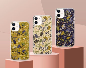 Retro Flowers Phone Case Floral Cover fit for iPhone 15 Pro Max, 14 Plus, 13, 12, 11, XR & Samsung S24, S23, A54, A53, Pixel 8 Pro, 7