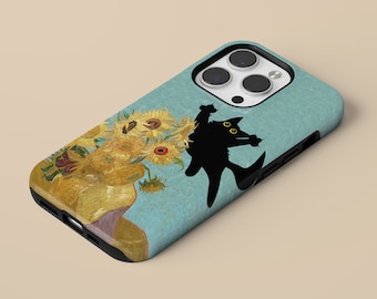 Étui pour téléphone portable Vincent Van Gogh avec chat, résistant pour iPhone 15 Pro Max, 14 Plus, 13, 12, 11, XR et Samsung S24, S23, A54, A53, Pixel 8 Pro, 7