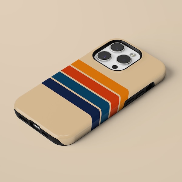 Retro Stripes Phone Case Aesthetic Cover fit for iPhone 15 Pro Max, 14 Plus, 13, 12, 11, XR & Samsung S24, S23, A54, A53, Pixel 8 Pro, 7