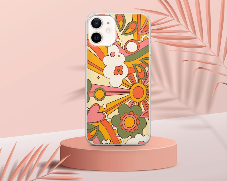 Retro Groovy Phone Case Floral Hippie Cover fit for iPhone 15 Pro Max, 14 Plus, 13, 12, 11, XR & Samsung S24, S23, A54, A53, Pixel 8 Pro, 7 image 4