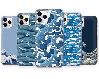 Étui de téléphone Wave japonais Great Wave Cover adapté pour iPhone 15 Pro Max, 14 Plus, 13, 12, 11, XR et Samsung S24, S23, A54, A53, Pixel 8 Pro, 7