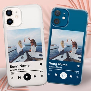 Personalisierte Musik Plaque Handyhülle Music Player Song Cover für iPhone 16 Pro Max, 15 Plus, 14, 13, 12, 11, XS & Samsung S25, S24, A56, Pixel 9