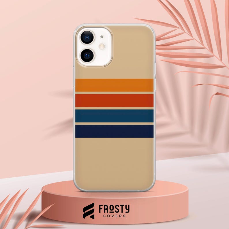 Retro Stripes Handyhülle Ästhetische Vintage Hülle für iPhone 17 Pro Max, 16e, 15, 14, 13 & Samsung S26 Ultra, S25 FE, A57, A56, Pixel 10, 9A, 9A 2