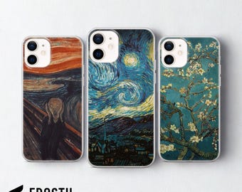 Capa para celular com obra de arte icônica de Vincent Van Gogh para iPhone 17 Pro Max, 16e, 15, 14, 13 e Samsung S26 Ultra, S25 FE, A57, A56, Pixel 10, 9A