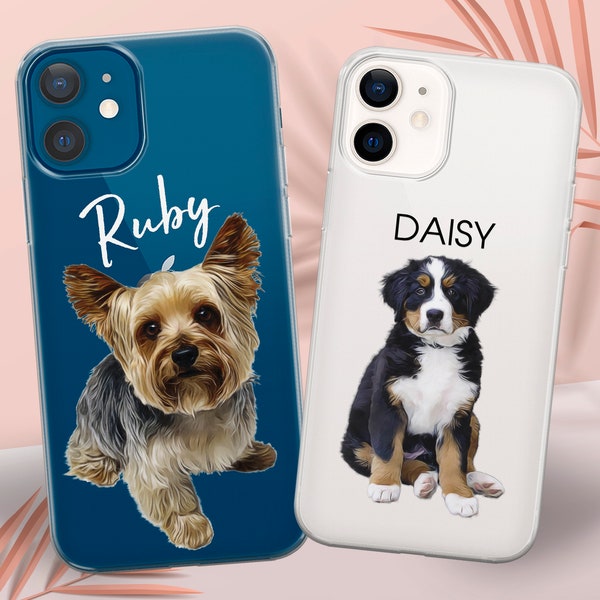 Custom Pet Phone Case Personalised Animal Cover fit for iPhone 15 Pro Max, 14 Plus, 13, 12, 11, XR & Samsung S24, S23, A54, A53, Pixel 8 Pro