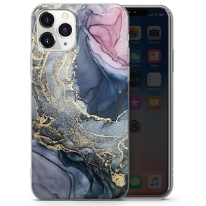 Marble Phone Case With Gold Cover fit for iPhone 15 Pro Max, 14 Plus, 13, 12, 11, XR & Samsung S24, S23, A54, A53, Pixel 8 Pro, 7 image 2