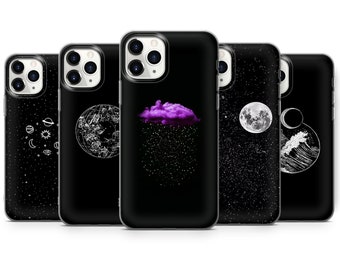 Stars Planets Moon Phone Case Galaxy Cover adapté pour iPhone 15 Pro Max, 14 Plus, 13, 12, 11, XR et Samsung S24, S23, A54, A53, Pixel 8 Pro, 7