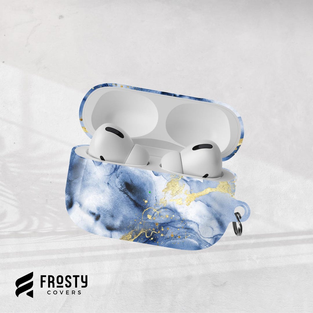 Blue Marble Airpods Case With Gold Lines | Airpods Pro 3, 2, 1 Case ...