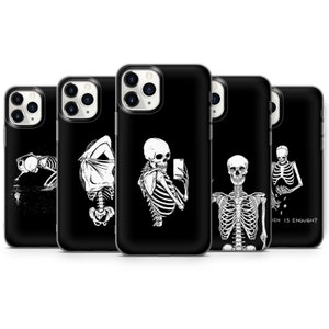 Ästhetische Skelett Handyhülle Skull Cover für iPhone 16 Pro Max, 15 Plus, 14, 13, 12, 11, XS & Samsung S25, S24, A56, A55, Pixel 9 Pro, 8